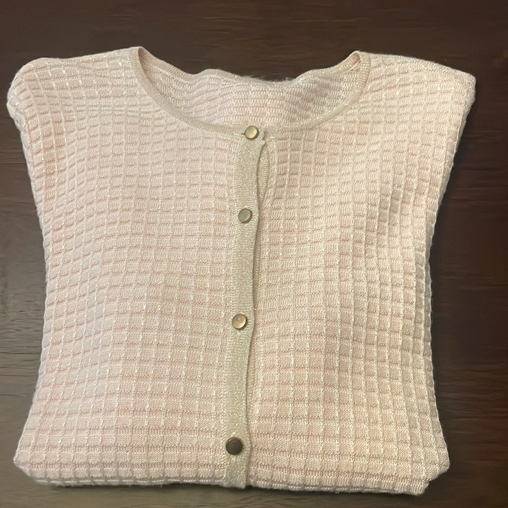Vintage Leo & Ugo Paris soft pink & gold cardigan